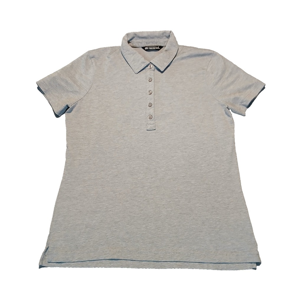 Travis Mathew Polo Shirt Womens Large Gray Move Knit Golf Top Short Sleeve
